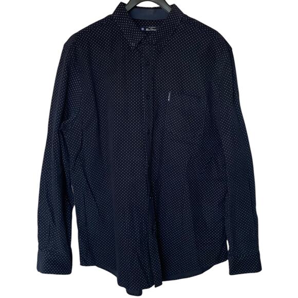 Ben Sherman Navy long sleeve printed corduroy button down collar shirt XXL - Picture 1 of 5